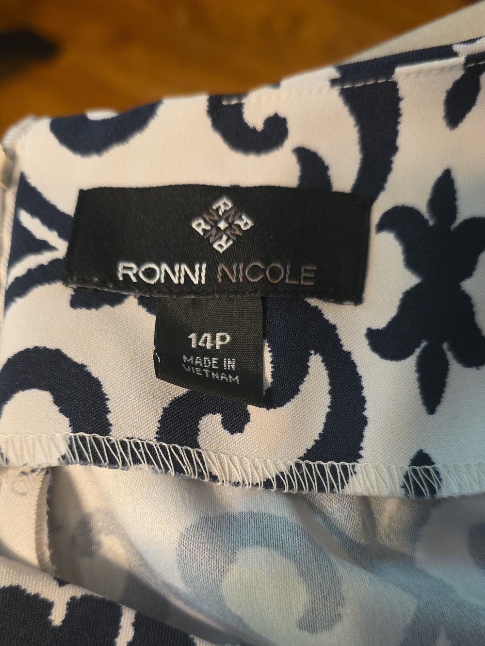Ronni Nicole Navy and White Patterned Bermuda Shorts